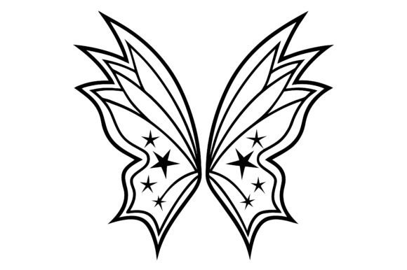 Abstract Butterfly Wings Star Line Design