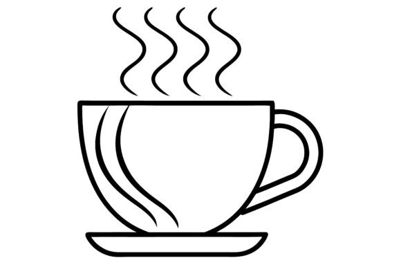 Abstract Coffee Cup Steam Minimal Line Art