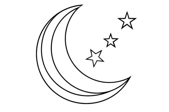 Abstract Crescent Moon with Stars Line S: A Strategic Design Asset for Modern Branding