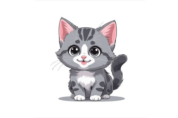 Cute Gray Kitten with Big Eyes: A Versatile Design Asset