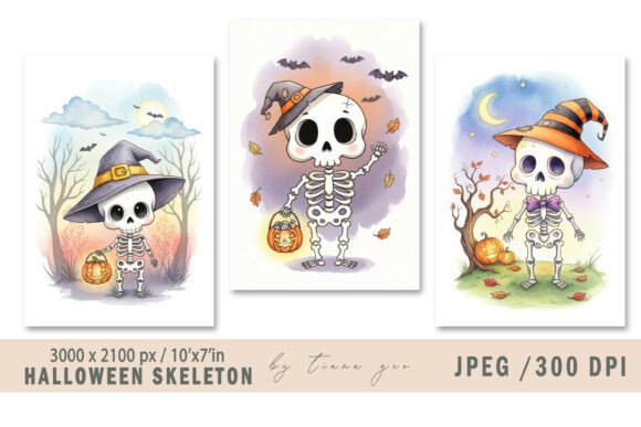 Cute Halloween Skeleton - 3 Jpeg: A Versatile Digital Art Resource for Creators