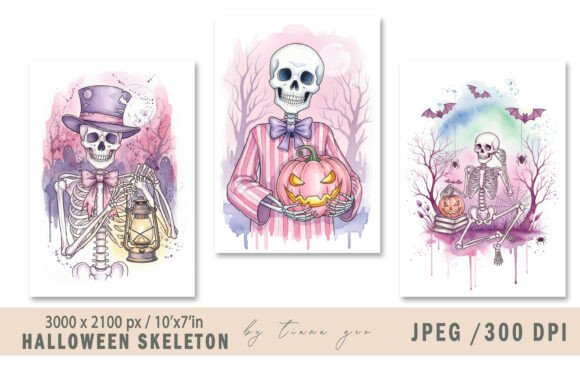 Cute Halloween Skeleton Illustrations: A Modern Twist on Spooky Season Design