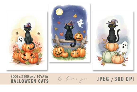 Cute Watercolor Halloween Cats - 3 Jpeg: A Practical Guide for Designers and Creators