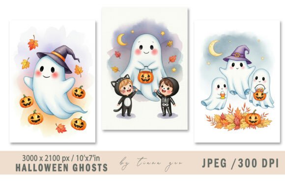 Cute Watercolor Halloween Ghost - 3 Jpeg: A Versatile Digital Asset for Modern Creators