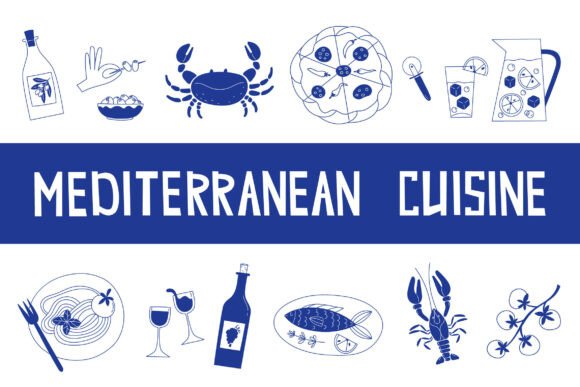 Elevating Mediterranean Cuisine Branding with Versatile Line Art Assets