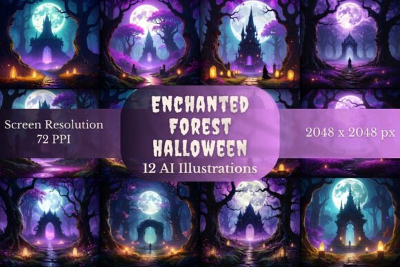 Enchanted Forest Halloween Illustrations