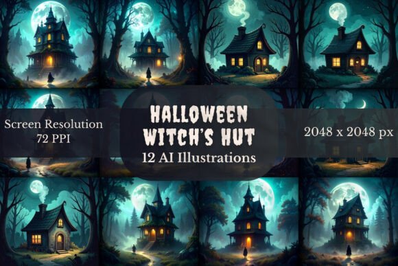 Evaluating the Halloween Witch’s Hut Illustrations Set for Digital Projects