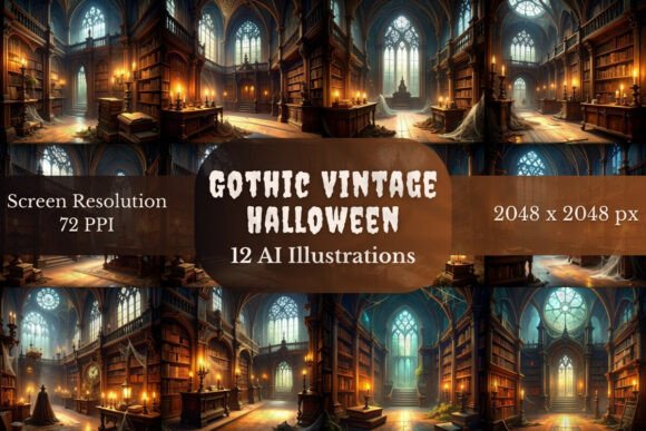 Gothic Vintage Halloween Illustrations