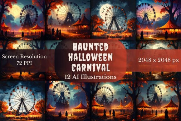 Haunted Halloween Carnival Illustrations: Elevate Your Spooky Designs
