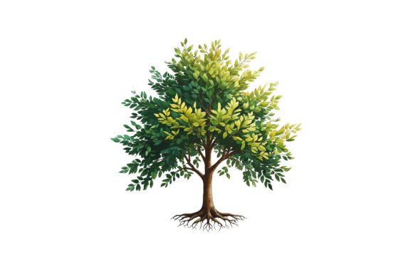 Illustration of a Tree with Green Leaves: A Strategic Asset for Design and Branding