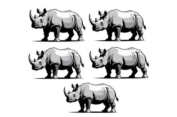 Rhinos in Black and White Vector Guide