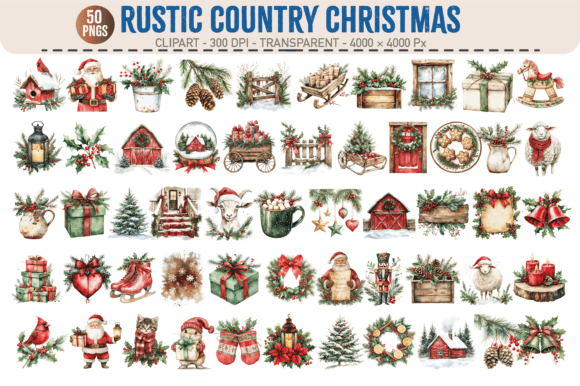Rustic Country Christmas – 50 PNGs