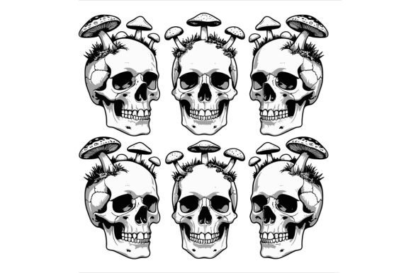 Skulls with Mushrooms Design: A Versatile Vector Illustration Guide
