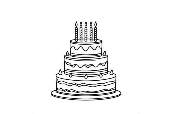 Three Tier Cake with Candles Vector Art