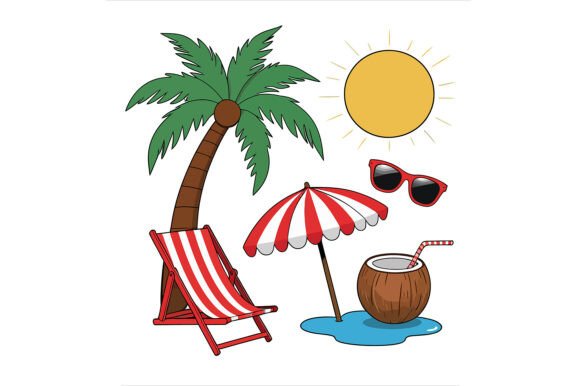 Vector Art of Beach Scene with Palm Tree: A Strategic Asset for Visual Communication