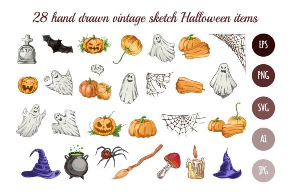 Vintage Halloween Hand Drawn Set of 28: A Creative Resource Guide