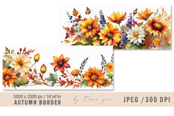 Watercolor Autumn Banner- 2 Jpeg Assets