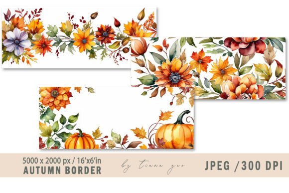 Watercolor Autumn Banner- 3 Jpeg: Elevating Seasonal Design with High-Quality Digital Assets